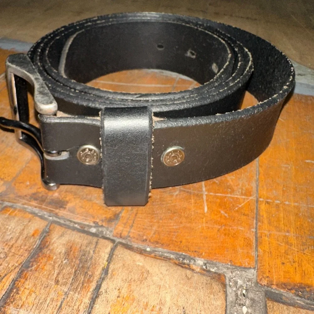 Levi Strauss Belt‎ Men's Size 46 Black Genuine Leather Stainless Steel Buckle